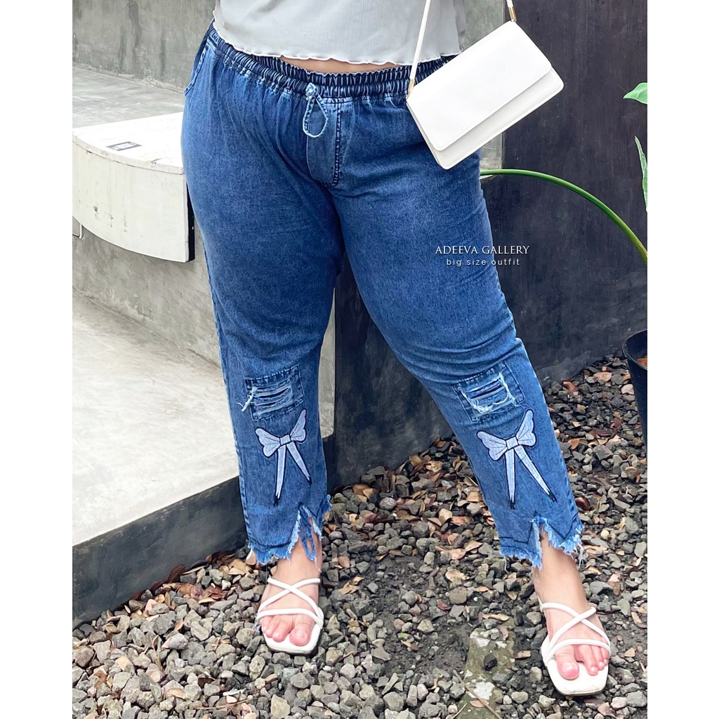 ADEEVA Claudya Pants Super Jumbo Celana Jeans Wanita Jumbo