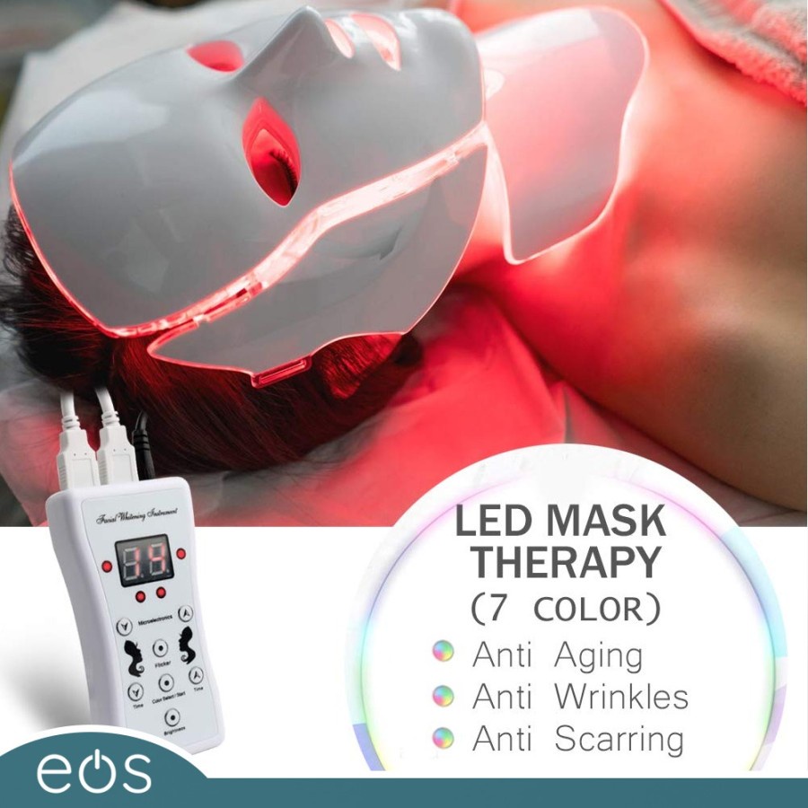 7 color LED mask beauty device + neck plates anti aging color LED - With neck plate