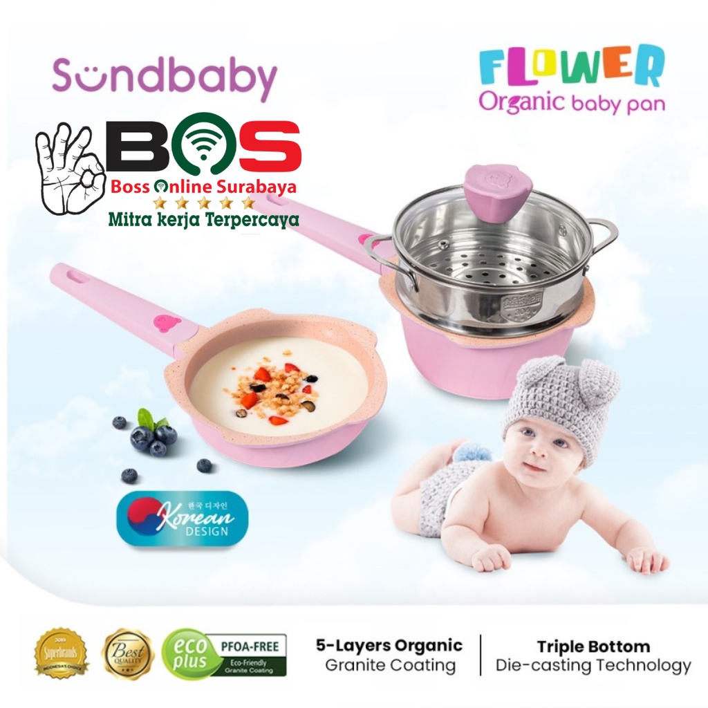 BOLDe Sundbaby Flower Organic Baby Pan Panci Steamer Kukusan Stainless