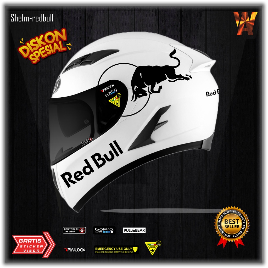 Stiker Redbull Untuk Helm Fullface atau Halfface 1 Set
