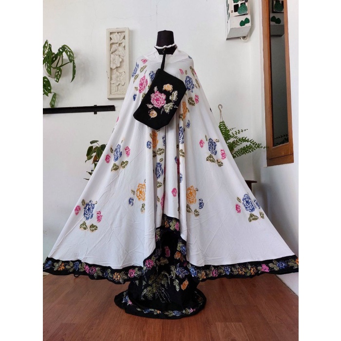 Mukena Jumbo Potong Dewasa Batik Cap Encim Colet Rayon Santung Samitex