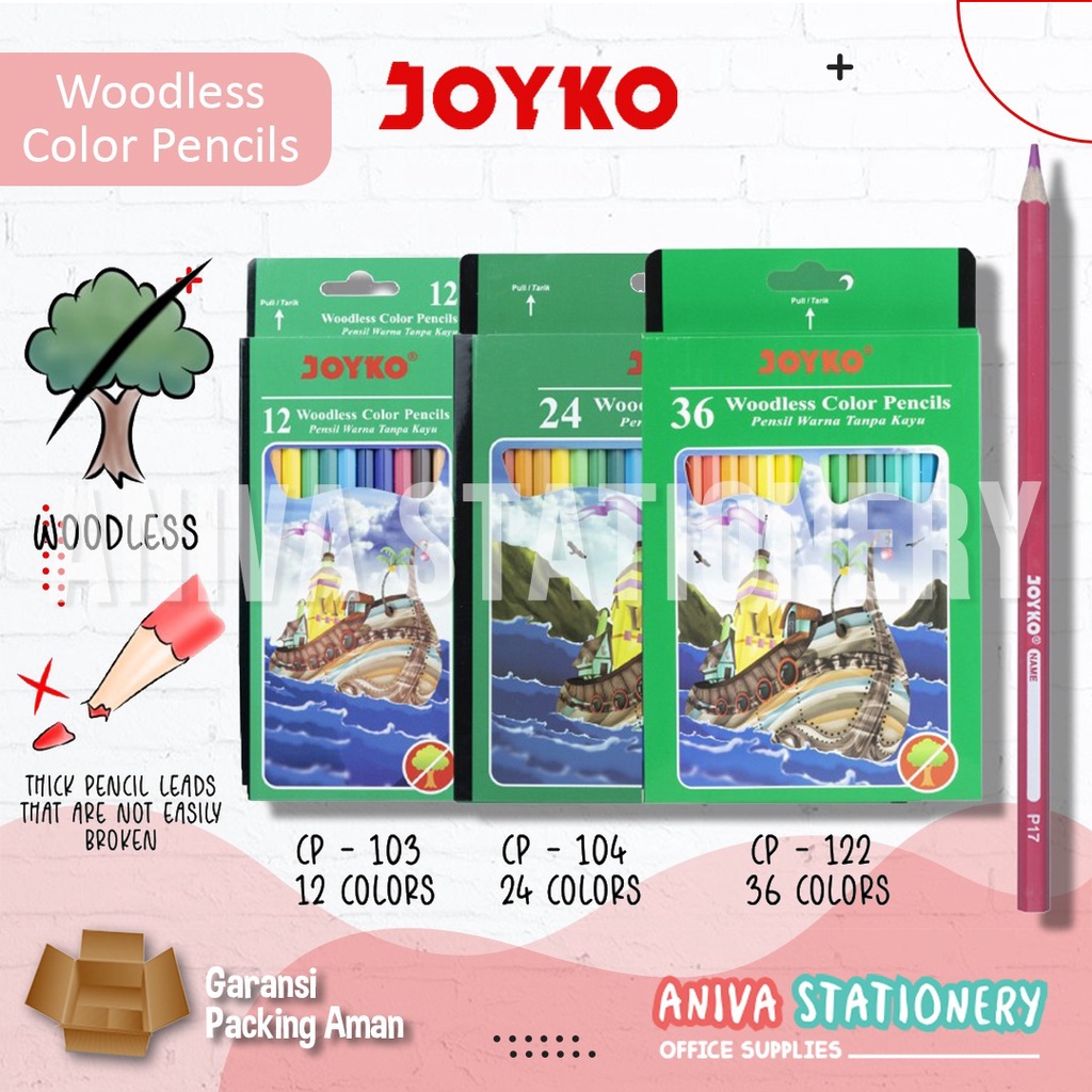 

JOYKO PENSIL WARNA 12 24 36 WOODLES COLOUR HEXAGONAL GRIP ALAT MENGGAMBAR MELUKIS PERALATAN SEKOLAH TK SD