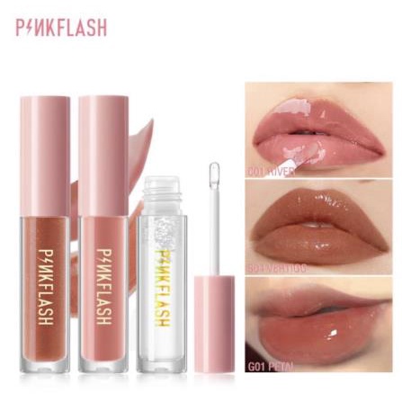 ^ KYRA ^ Pinkflash Lip Gloss Lasting Lipgloss Moisturizing Shine and Shimmer Plumping Pink Flash PF-L02