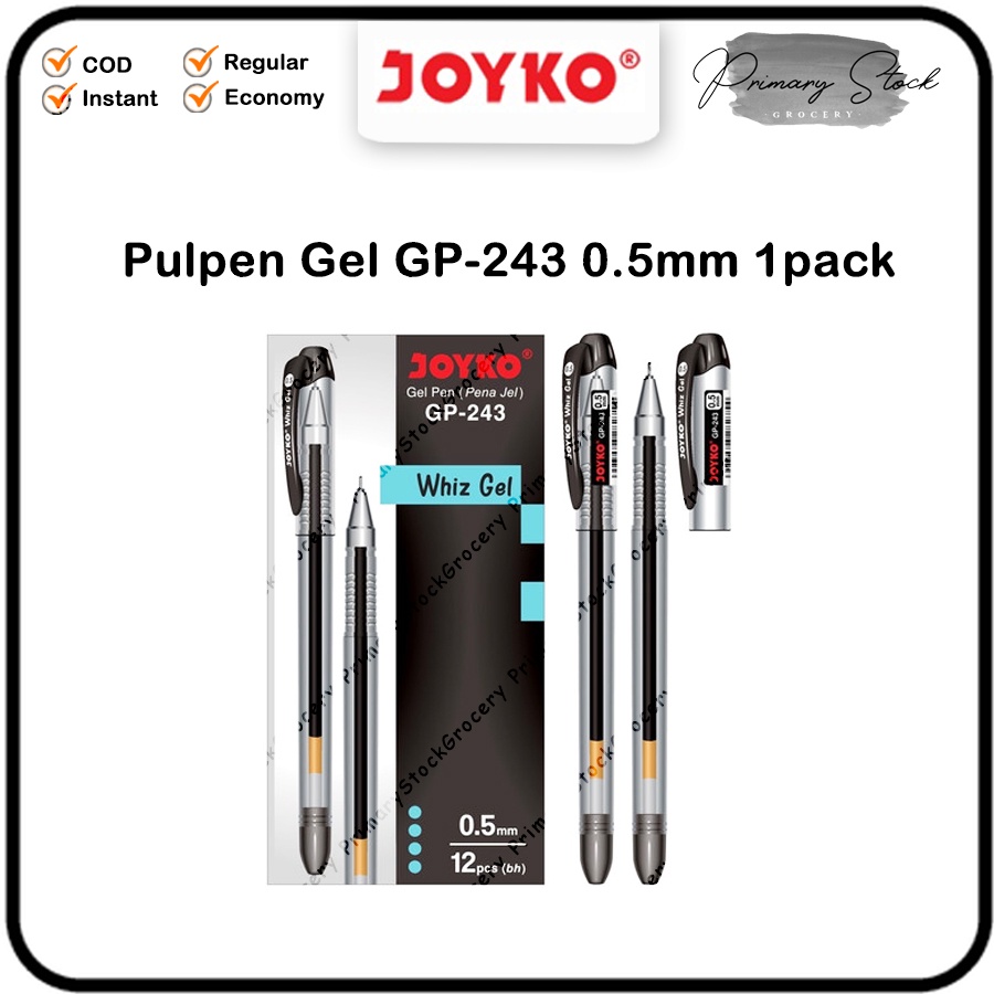 

Joyko Pen WHIZ Gel 0.5 GP-243 1 Pack Pulpen Hitam Pena GP 243 0.5mm 12 pcs