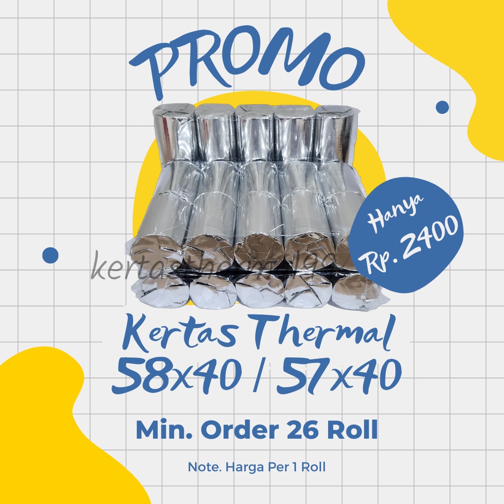 

KERTAS THERMAL STRUK KASIR / PPOB PAPER ROLL 58X40 / 57X40 TERMAL POS RECEIPT MINI PRINTER BLUETOOTH 58MM 58X40MM 57X40MM PANDA VSC EPPOS