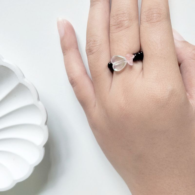 Cincin Manik Simpel Pastel warna warni pelangi Pink Ungu Biru Aesthetic