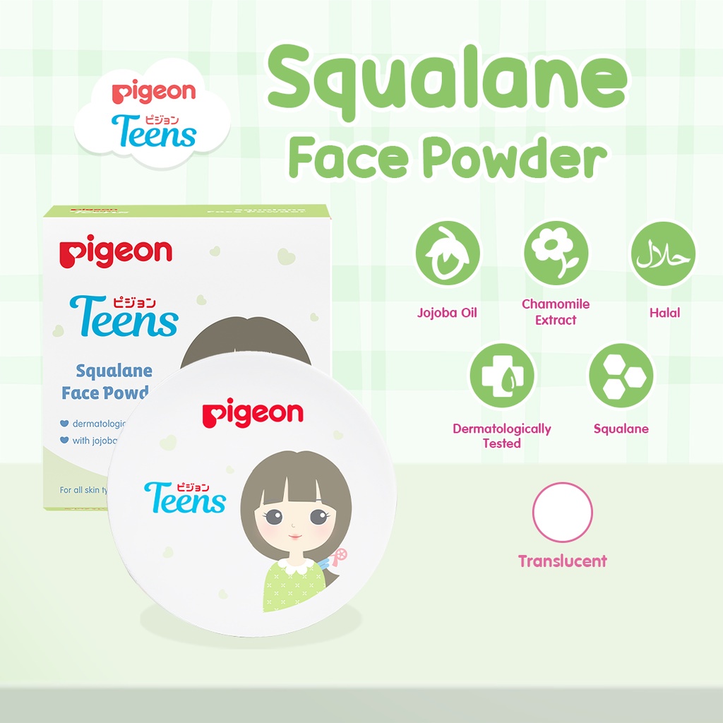 PIGEON TEENS POWDER POWER Squalane Face Powder Translucent 12g / BEDAK TABUR