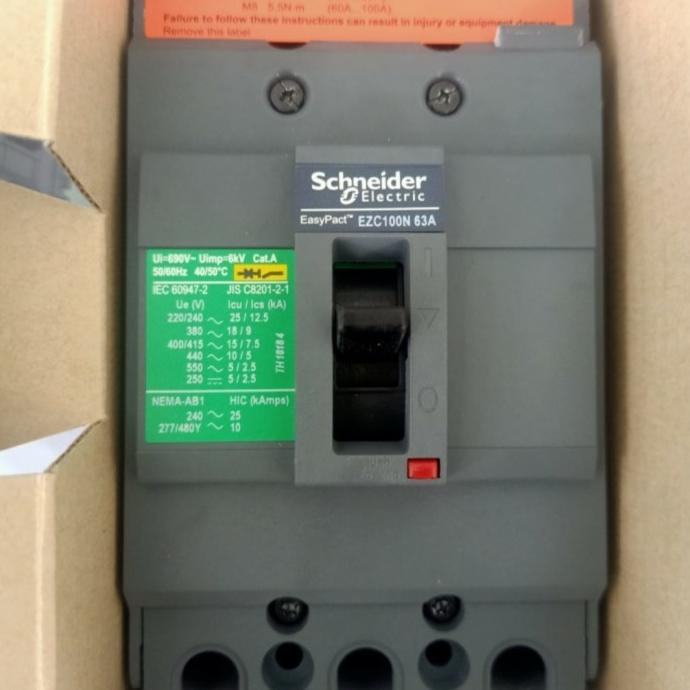 MCCB EZC100N 63A 3P Schneider Electric 63 A