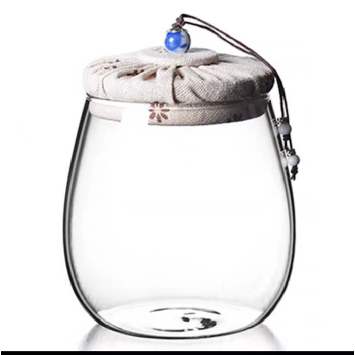 Promo ramadhan 2023 - Toples Kedap Udara Gaya Jepang Tutup Linen Toples Lebaran/Toples Kue - krem - 