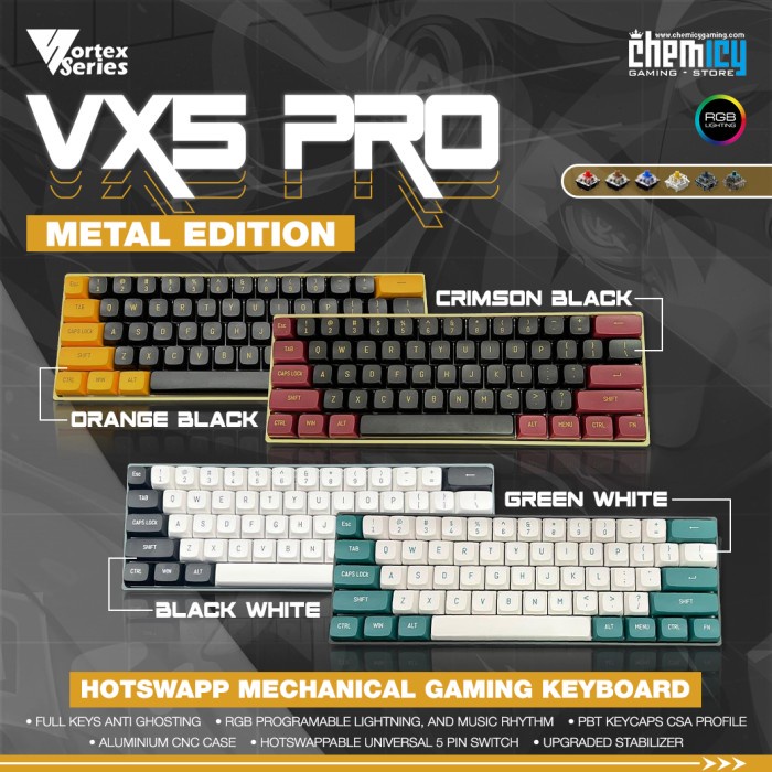 Best Seller Vortex Series Vx5 Pro Metal Edition Hotswap Mechanical Gaming Keyboard