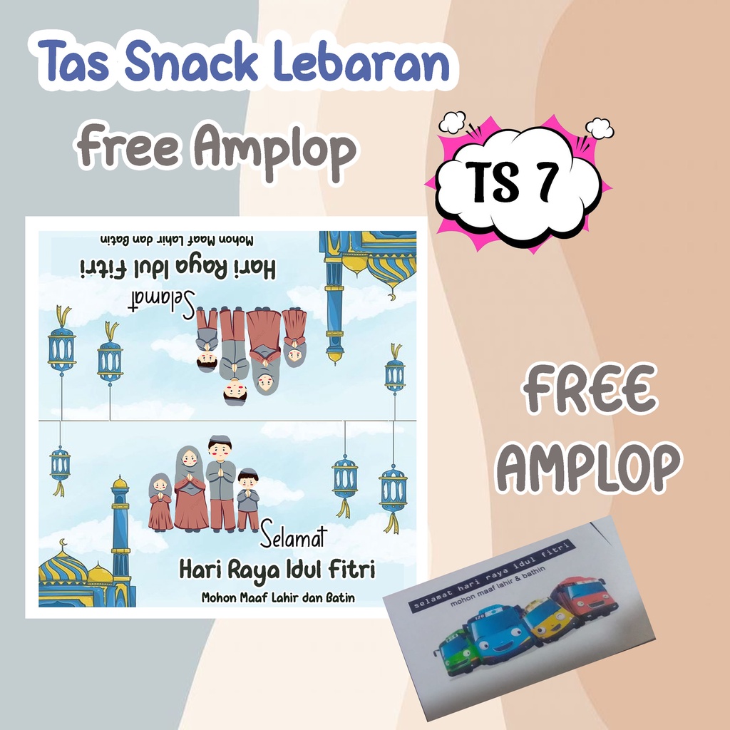 

Tas Snack Lebaran Free Amplop / Label Snack Idul Fitri / SET TAS PELASTIK DAN TALI / BISA CETAK NAMA KELUARGA DAN FOTO