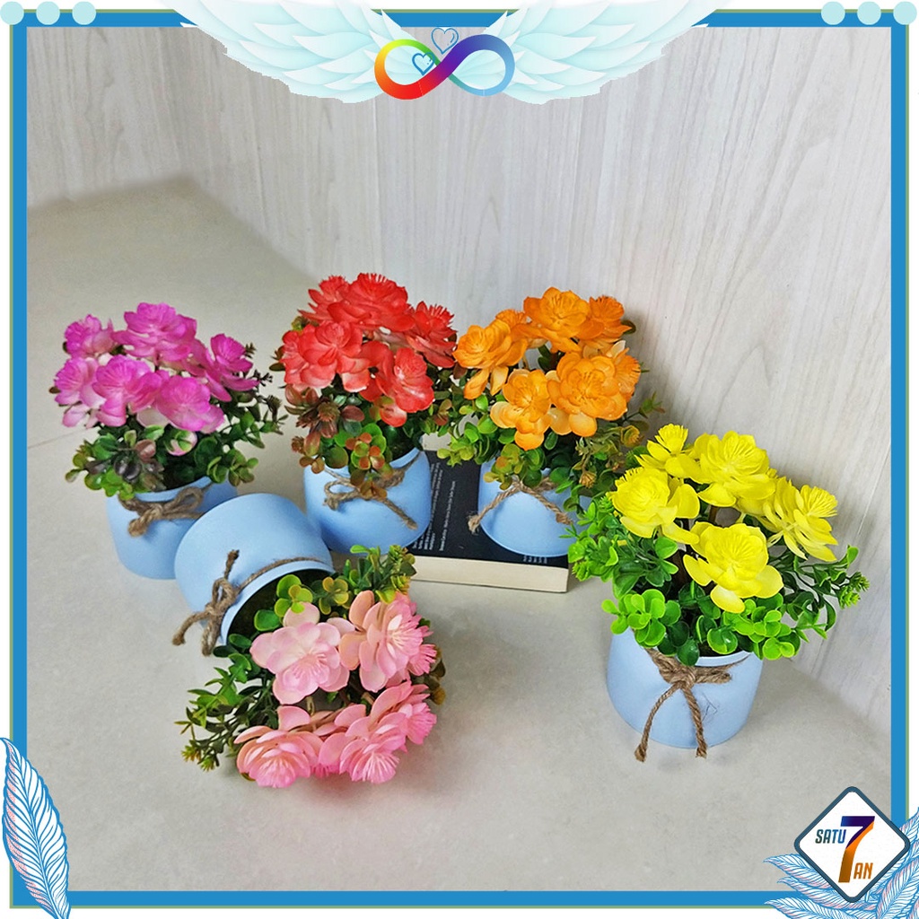 Tanaman Hias Plastik Ornamen Pot Bonsai Hiasan Tanaman Bunga Pajangan Dekorasi Hiasan Rumah Import Artificial Flower Satu7an PBP90