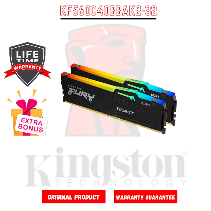 KINGSTON KF560C40BBAK2-32 | Fury Beast RGB 32GB (16GB x2) DDR5 6000MHz