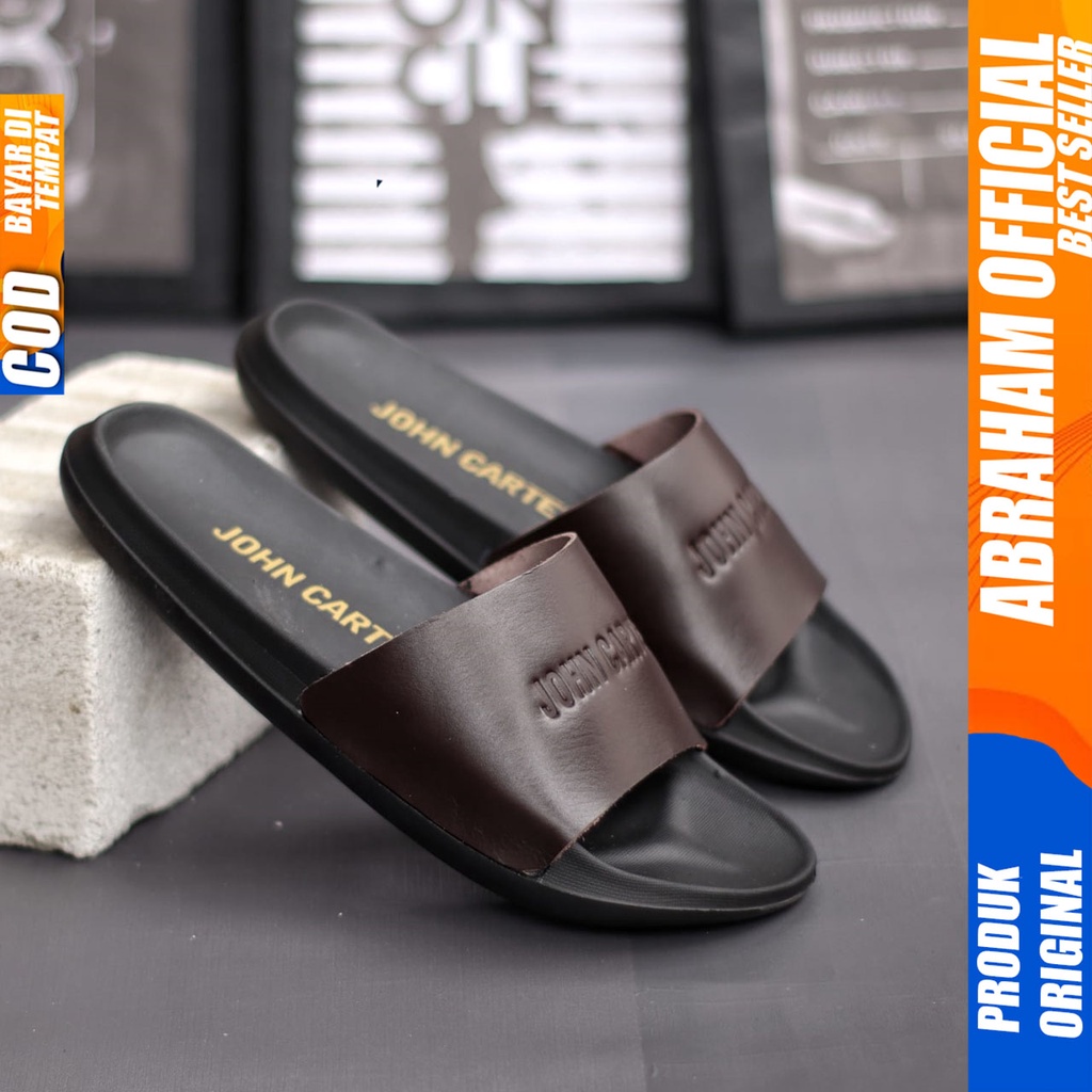 Sandal Slide Pria Casual Sendal Selop Pria Ringan Abraham Kage