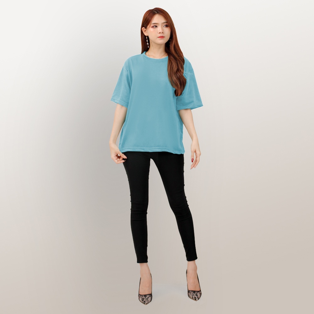 Kaos Tshirt Lengan pendek oversized Wanita Gaya korea leher bulat polos - XSHOP Desting