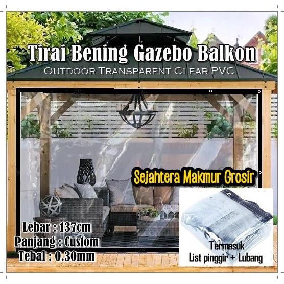 Tirai Plastik Transparan Penahan Air Hujan / Tirai PVC Outdoor Meteran