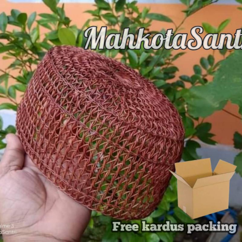 PECI ROTAN COKELAT POLOS/SONGKOK/KOPYAH ROTAN