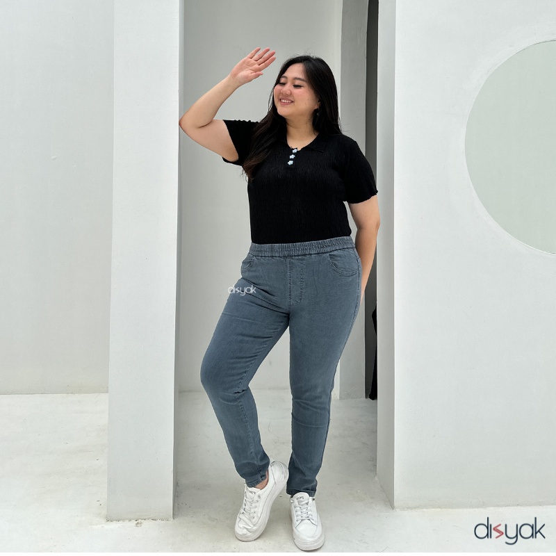 DISYAK - JEGGING Abu Abu Premium Soft Jeans Strecth 9908-3308