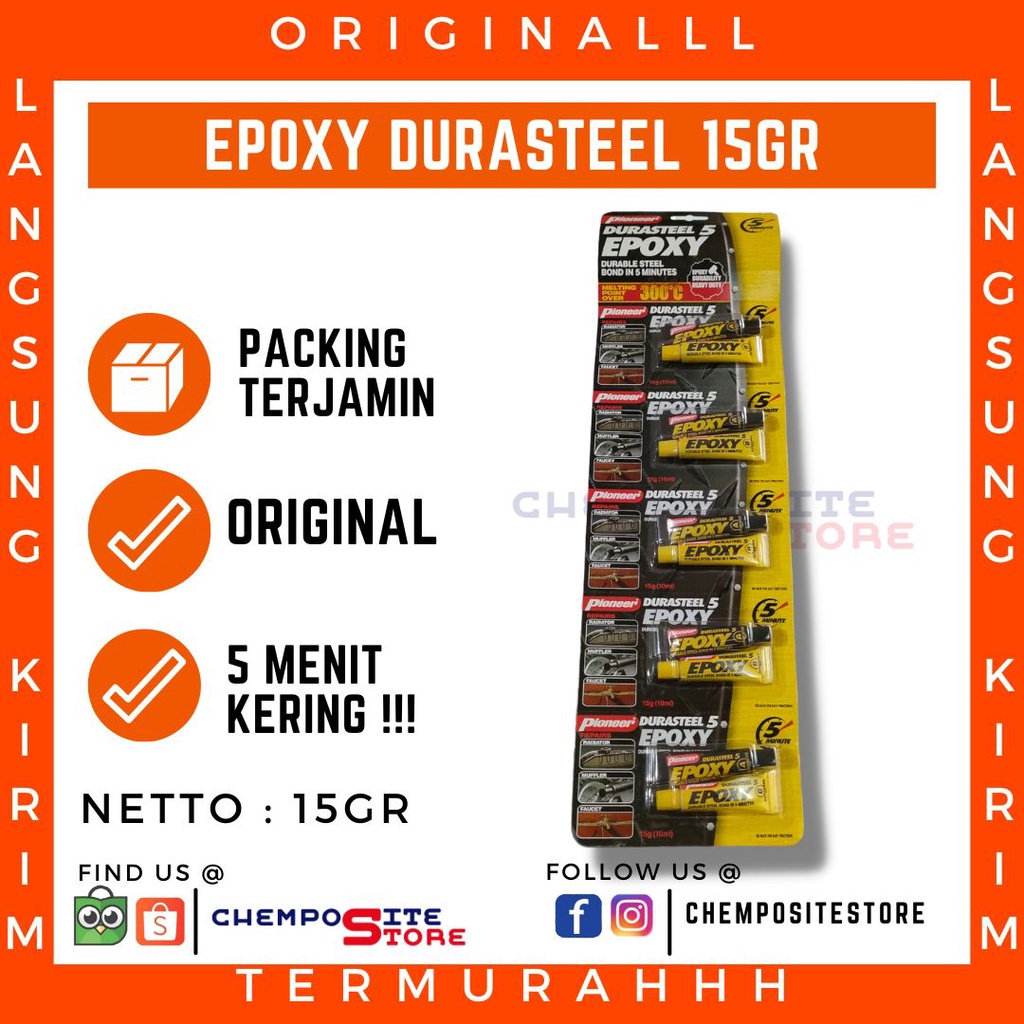 Pioneer durasteel lem epoxy / lem besi tahan panas 300c 15gr