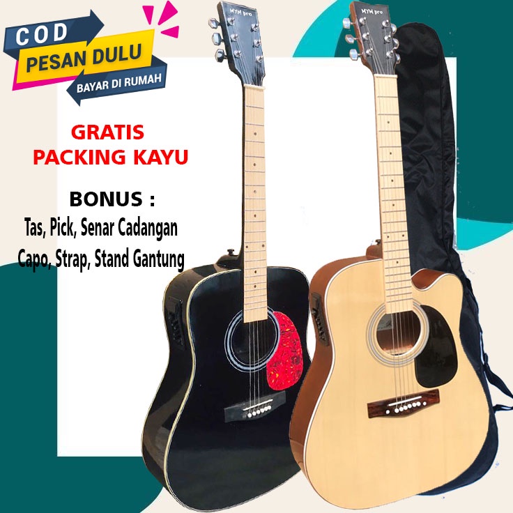 Gitar Akustik Gibson Tanam Besi Body Jumbo Paket Hemat FREE PACKING KAYU