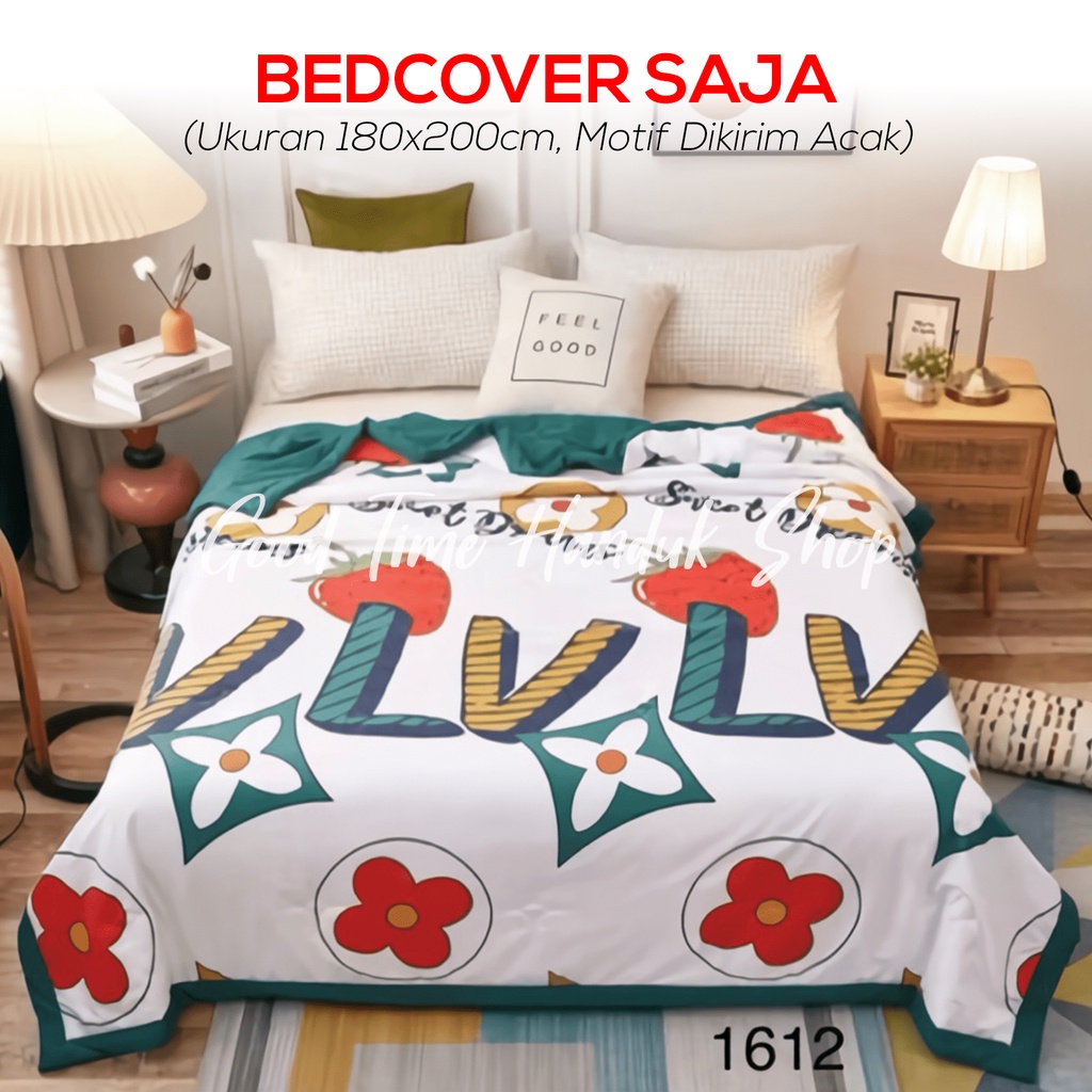 Bedcover Aesthetic Selimut Kapas Alas Kasur 2 Sisi Motif Ukuran 180 x 200 cm Bahan Tebal Import