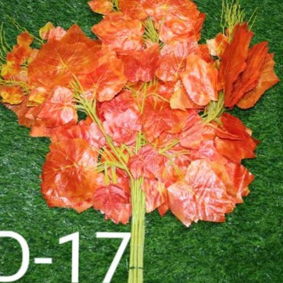 ➯ Daun Anggur Orange / Daun Dekorasi / Daun Plastik / D-017 / 1 lusin ♕