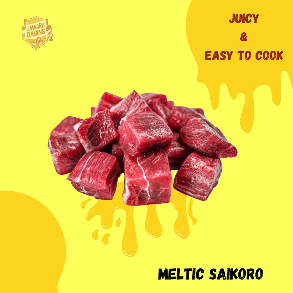

Meltic Saikoro 500gr Daging Saikoro Wagyu Meltic Saikoro Japanese Steak