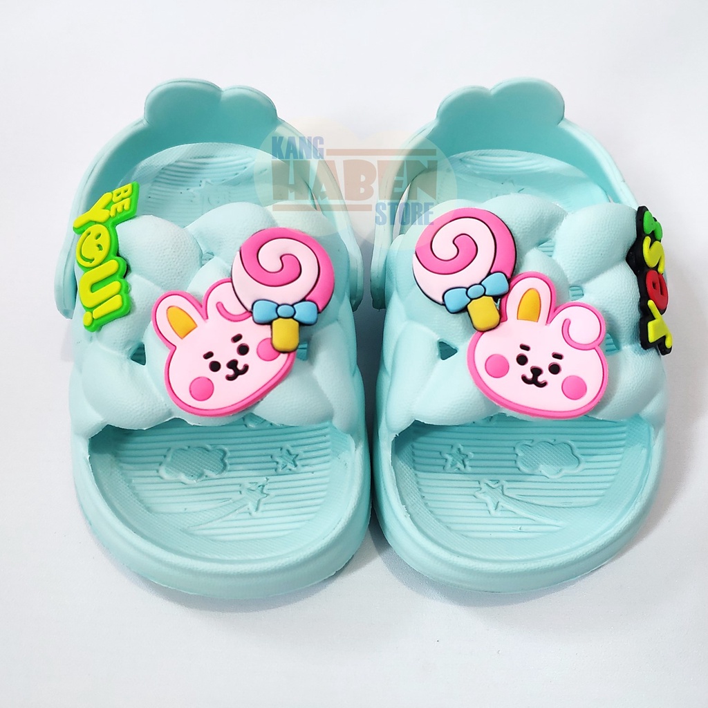 Habenkids Sandal Kokop Anak Balita Cewek Emblem Jibbitz Lucu Kelinci Permen