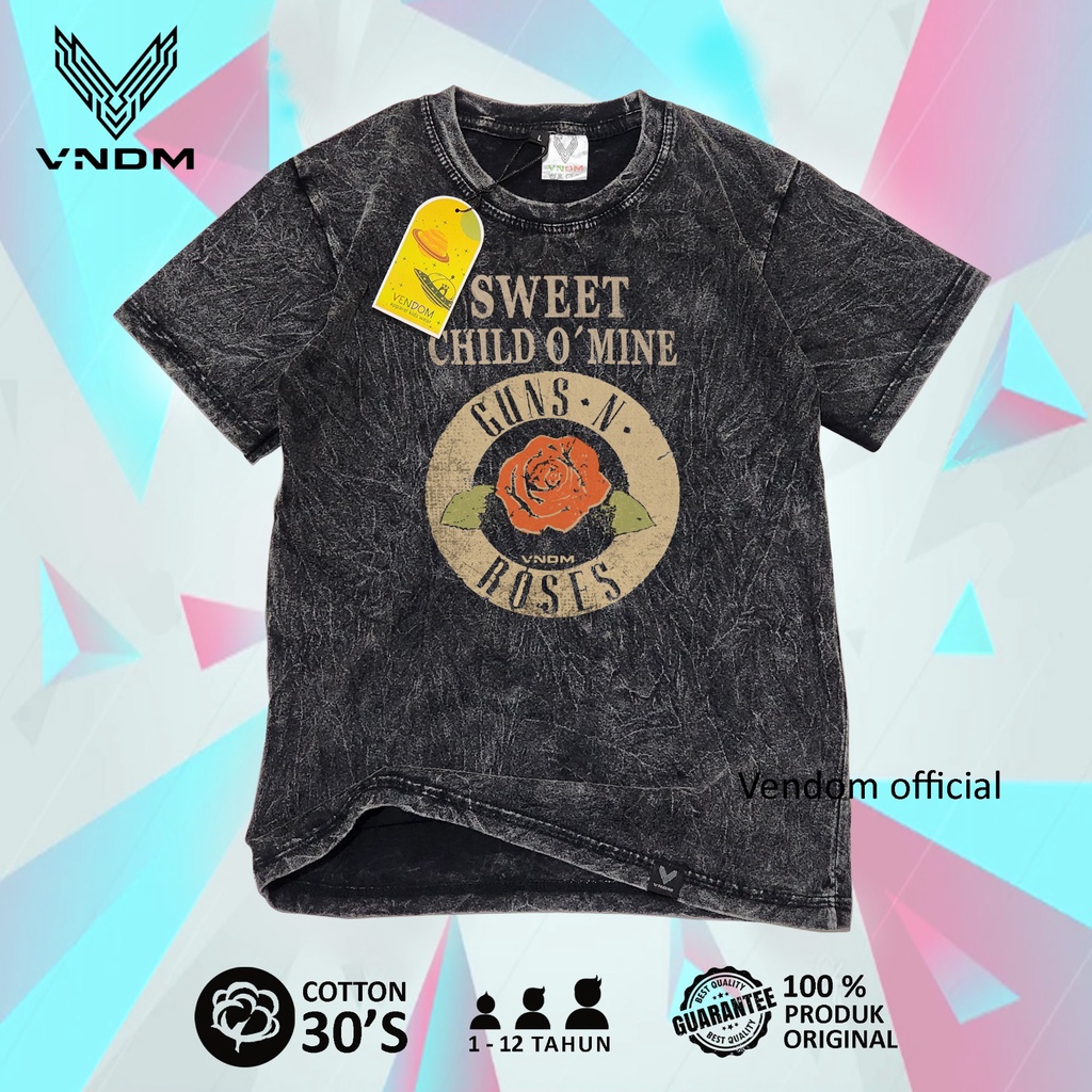 Vendom Kids Baju Kaos Anak Washet Laki Laki / Perempuan Unisex Umur 1-12 Tahun Bahan Cotton 30S VNDM musik