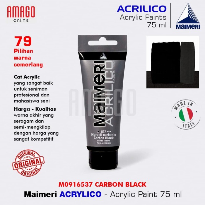 

Kolio Maimeri Acrilico - Acrylic Paint - Carbon Black - 75Ml - M0916537