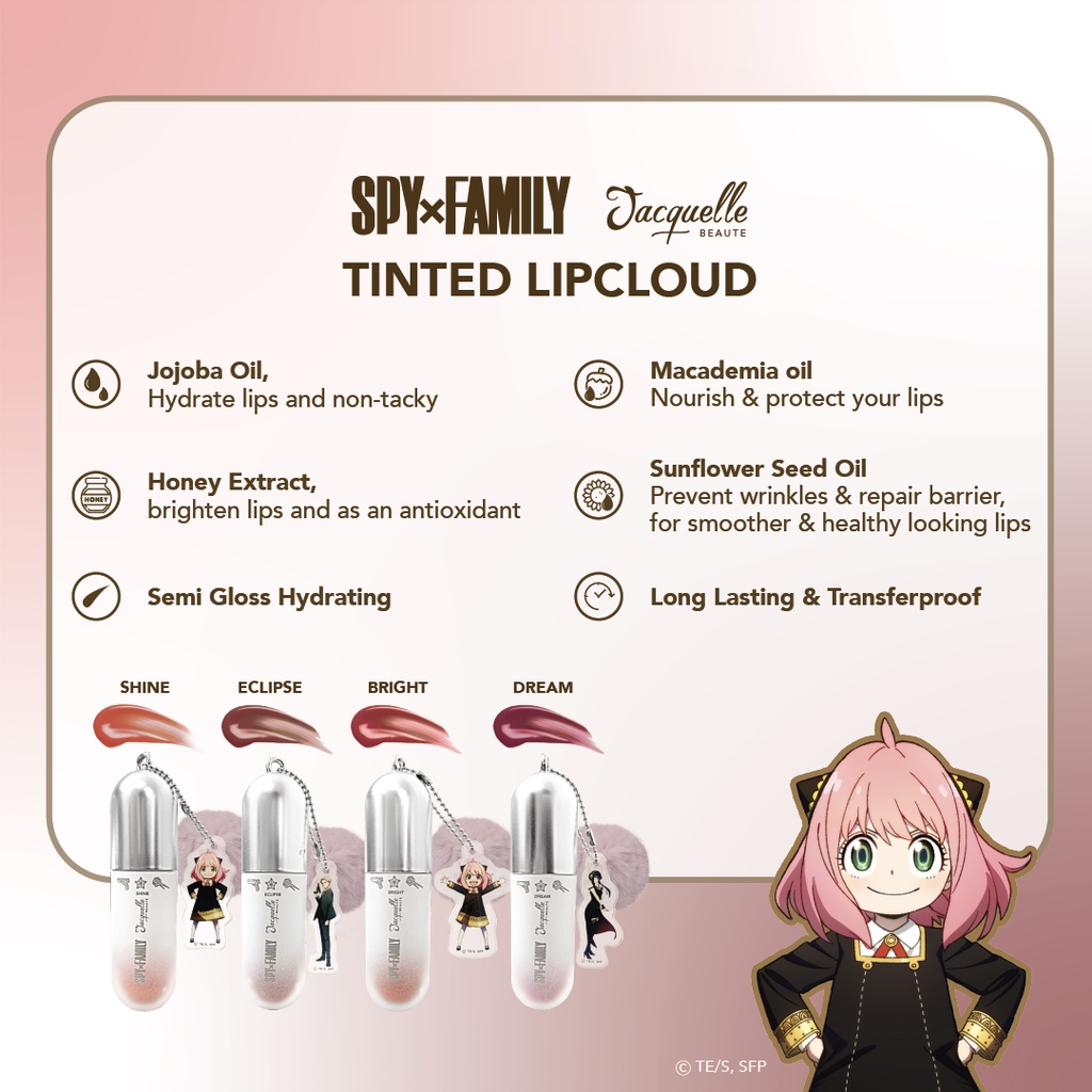 Jacquelle Tinted Lipcloud SPY X FAMILY Collection Cosplay Anime Japan Lip Tint BPOM