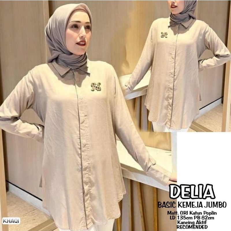 DELIA KEMEJA JUMBO LD 135 KATUN POPLIN LENGAN PANJANG