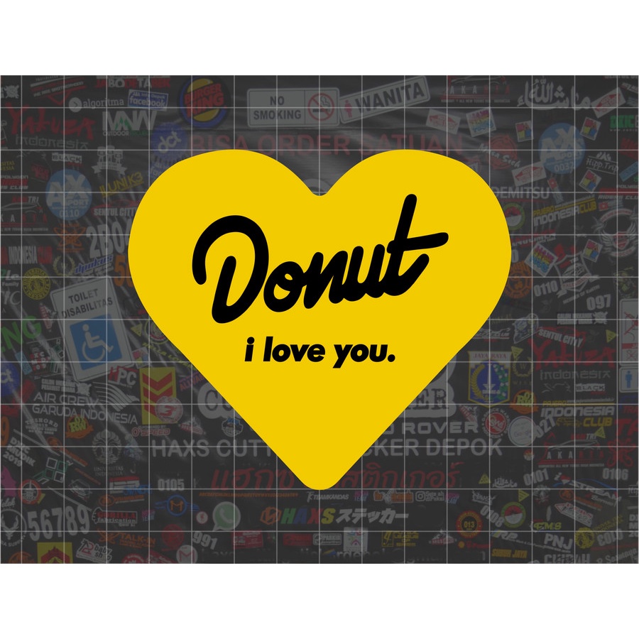 Cutting Sticker Donut Love You Ukuran 9 Cm Untuk Motor Mobil