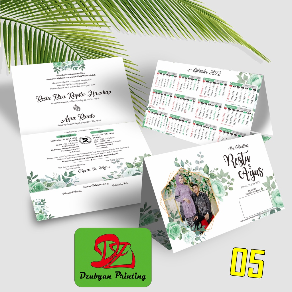 UNDANGAN PERNIKAHAN LIPAT 3 TEMA KALENDER 2025  tanpa minimal order*,  bonus plastik OPP & peta  , Murah, Proses Cepat, Tebal,-3