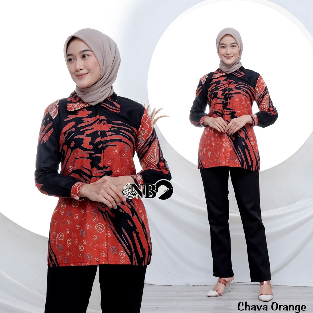 Baju Batik Wanita Modern Atasan Blouse Batik Kerja Kantor Wanita