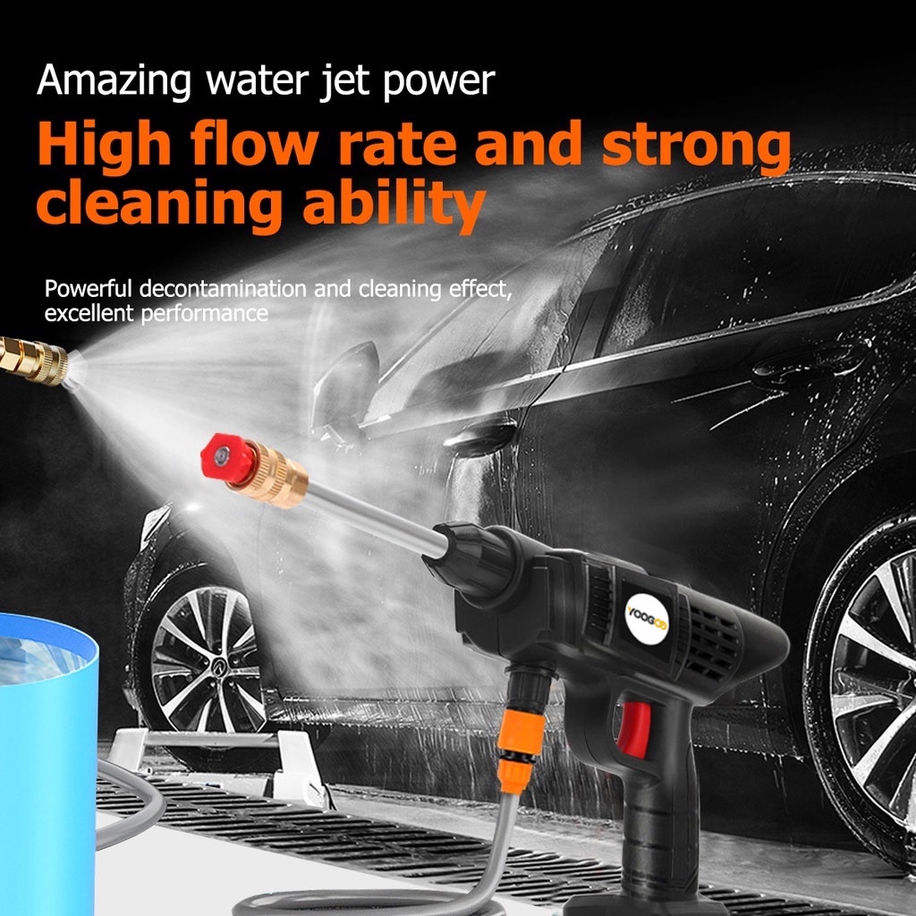 198VF Cuci Mobil Tanpa Kabel Alat /Portable Cordless High Pressure Car Washer With 2 Lithium Battery Power Sprayer Pressure Washer