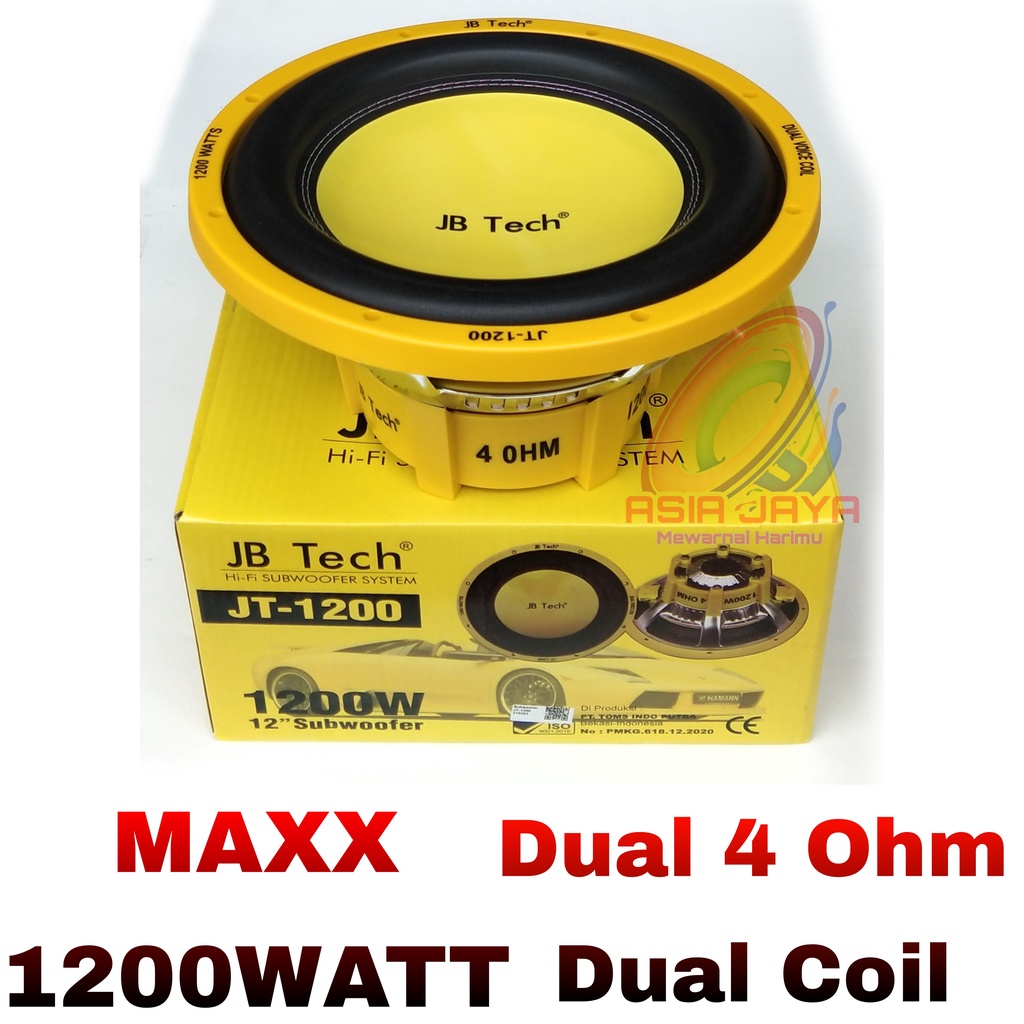 Subwoofer JB tech 12 Inch JBTech JT-1200 1200 Watt