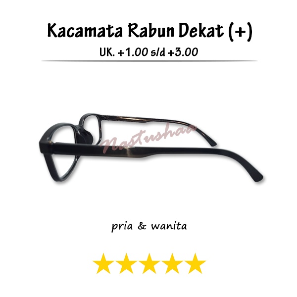 Kacamata Baca Plus Frame Kotak Hitam Untuk Pria/Wanita Kacamata Lensa Rabun Dekat Tersedia Uk. +1.00 s/d +3.00 Unisex NO CASE