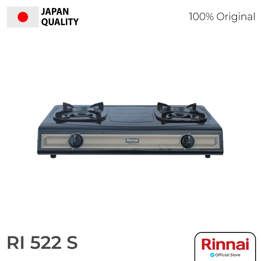 RB RINNAI KOMPOR GAS 2 TUNGKU RI 522 S /RI522S/RI 522S/RI-522S/RI-522 S/STAINLESS/100%