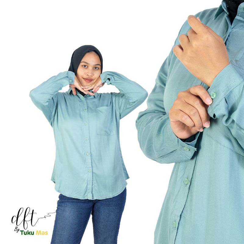KEMEJA WANITA POLOS LENGAN PANJANG KATUN TWILL