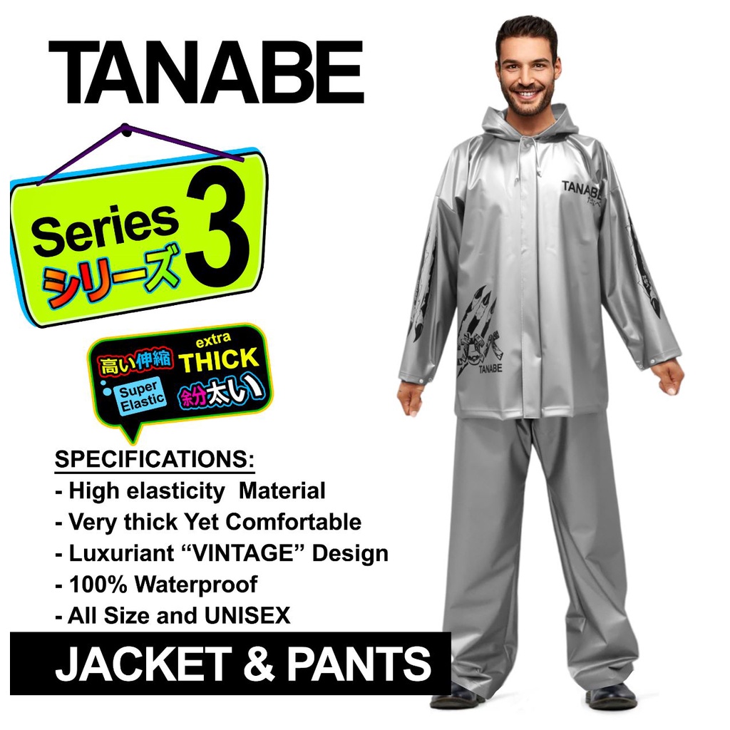 Jas Hujan Raincoat Jaket Celana Jacket Pants Japan Tebal High Quality Tanabe S3