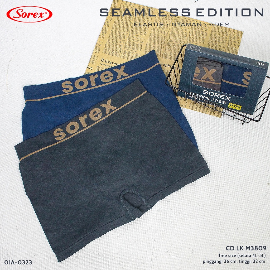 JUMBOO !! HARGA 1PCS  BOXER COWOK LAKI 3809 SOREX - BOXER SOREX COWOK LAKI - Sorex boxer LK M 3809 jumbo size setara 4L-5L seamless CELANA DALAM PRIA BOXER JUMBO BOXER SEAMLESS SOREX BB 75 - 100