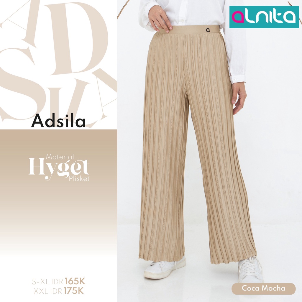 [BISA COD] Alnita ADSILA PANTS Bahan Hyget Plisket Bawahan Celana Muslimah Simpel by Alnita