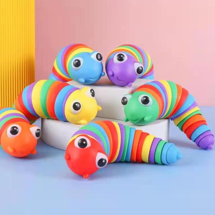 5.5 COD WD Mainan Fidget Slug Ulat dan Siput Fidget Slug Toys Mainan Ulat rainbow