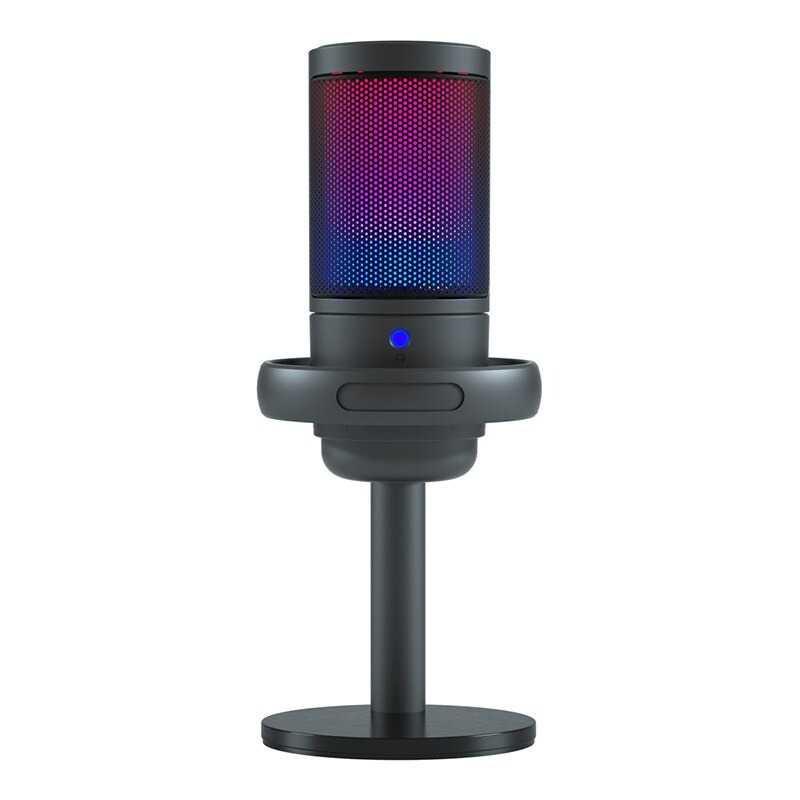 Microphone Condenser USB Mikrofon Kondensor Studio RGB Light - ME6S - Black