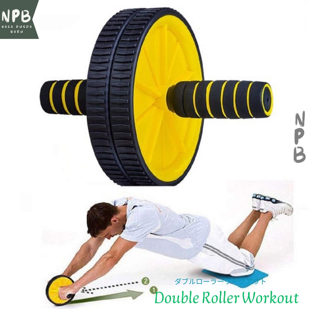 AB Roller Double Wheel Abdominal Alat Gym - Double Roller Workout