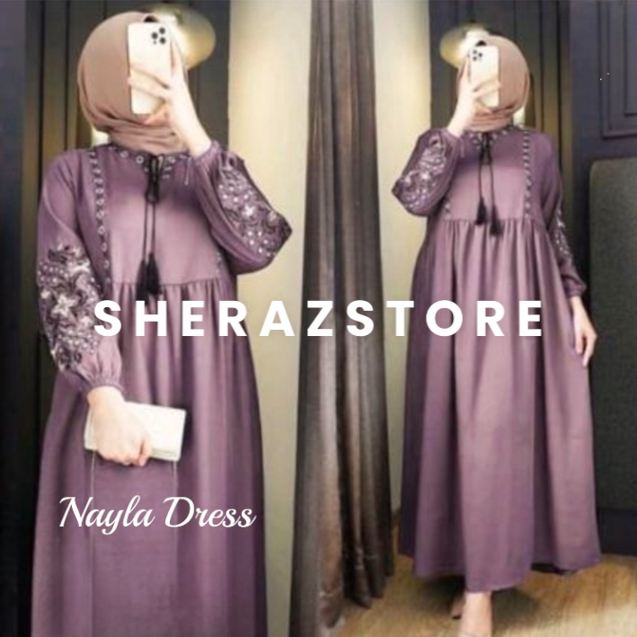 Gamis Putih Jumbo Ld 120 130 140 NAYLA DRESS S M L XL XXL XXXL 5L Gamis Hitam Bordir Terbaru