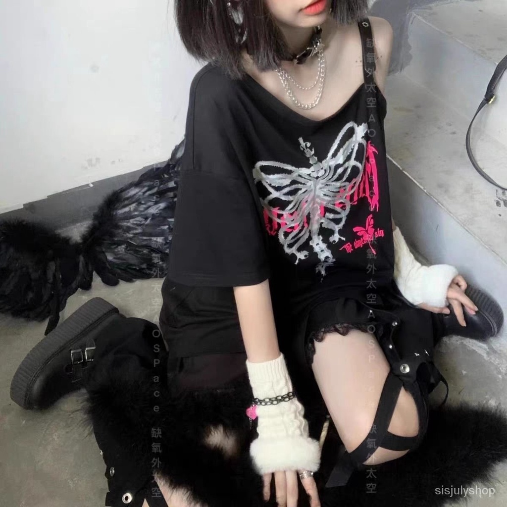 [✅BISA COD] #Sisjuly# Kaos Lengan Pendek Y2k Wanita / Kaos Motif Y2K Tanpa Tali / Atasan Kaos Longga