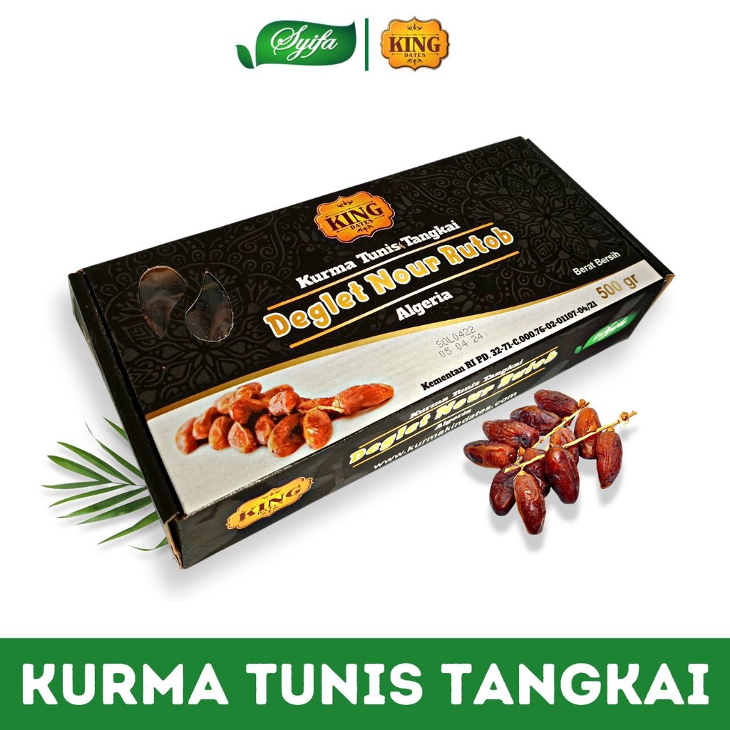 

Kurma Tunis Tangkai 500gr King Dates / Kurma Tunis Madu Algeria Deglet Nour Dates