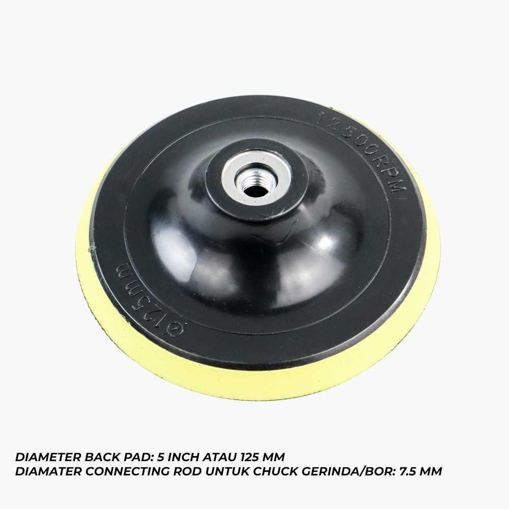 Back Pad Poles Bodi Mobil Wol Buffer Polishing Wheel 5 Inch - ZT6 - Black